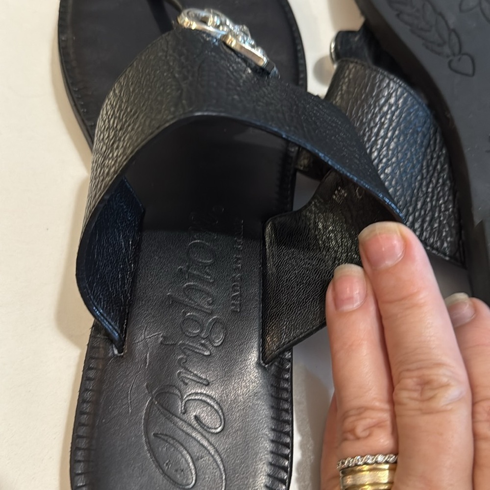 Brighton ADAGIO black leather sandals -  accents of silver/bling size 7 - Picture 6 of 6